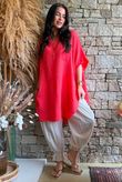 Tasha Cushion Cotton Oversized Shirt Tunic Watermelon